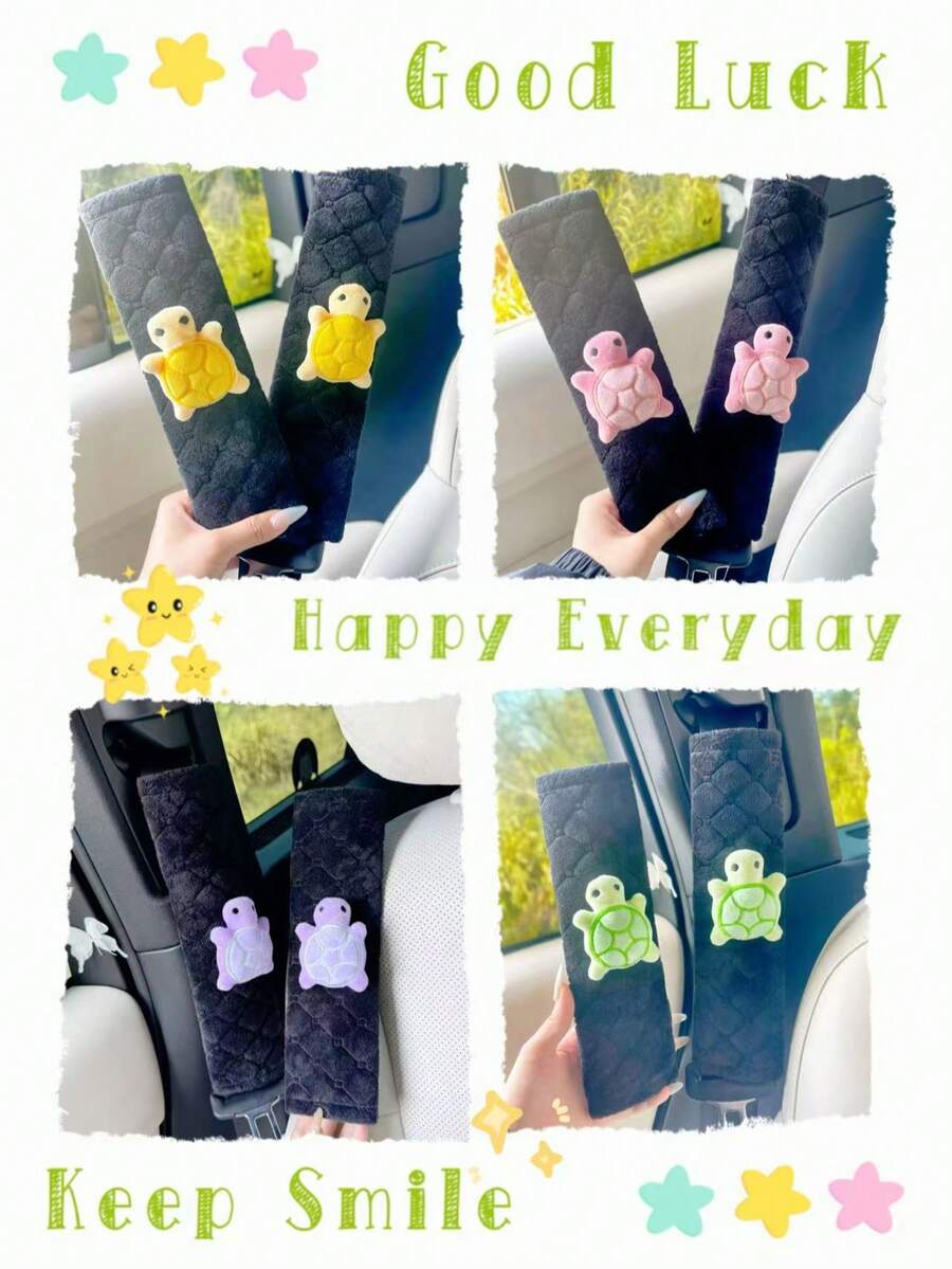 Cute Turtle Car Seat Belt Covers, Soft Anti-Chafe Shoulder Protector - Turtle Shoulders - View 1