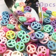 30/50 piezas Cuentas de acrílico de color caramelo de 14/16 mm con diseño de signo de la paz, suministros para hacer joyas DIY para pulseras y collares - Multicolor - Ver 13