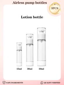 24pcs 15ml/30ml/50ml Transparent Plastic Airless Travel Pump Bottles, Suitable For Refilling Cosmetic Products Like Foundation, Cream, Shampoo, Toner. Made Of High Quality Plastic, , Reliable, Odorless And Non-Deformable/Breakable, Refillable For Reuse. Small Size For Easy Carrying In Makeup Bag Or Handbag. Suitable For Travel Or Home Use. 1pc/3pcs/6pcs/12pcs/18pcs/24pcs Set Available.