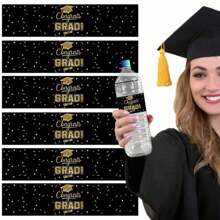 10pcs/20pcs/40pcs 2026Class Of Bottle Wrappers Graduation Water Bottle Labels Black And Gold Graduation Party Favors