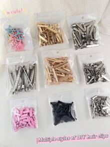 12/20/50 chiếc/gói, Nhiều kích cỡ kẹp cá sấu kim loại, Phụ kiện tóc DIY thủ công sáng tạo, Vật liệu kẹp tóc, Kẹp vàng và bạc, Kẹp tóc kẹp móng vuốt - Màu sắc hình ảnh - Xem 2