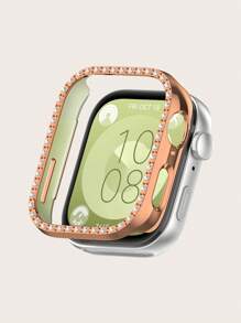 1 pieza Funda protectora con una de cristales de unicolor y estilo casual, a prueba de arañazos compatible con el reloj inteligente Watch Fit 3