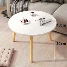 Semplice tavolino da comodino in legno rotondo con cornice in legno massiccio, mobile da piccoli spazi come tavolo da caffè laterale, per reception, ufficio, soggiorno, camera da letto