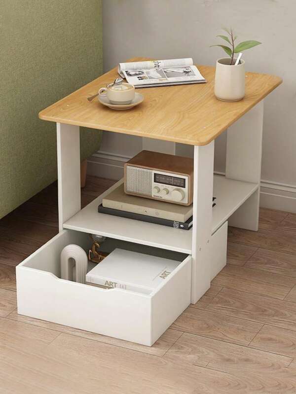 1 pezzo Mobiletto da comodino minimalista, mobiletto per la casa di piccole dimensioni semplice e moderno con cassetto, scaffale di stoccaggio per camera da letto, mini mobiletto laterale