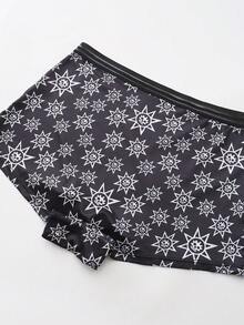 Dircho 6pcs Women Gothic Halloween Skulls Print Contrast Binding Boyshorts, Comfy & Soft Elastic Waist Intimates Panties, Women's Lingeries & Underwear - Multicolor - View 9