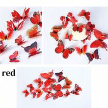 12pcs 3D Layered Realistic Butterfly Decorative Wall Stickers, Creative Home Decor Fridge Magnets