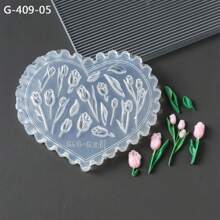 1PC Spring Flower Silicone Nail Mold, Tulip, Orchid And Leaf Pattern, Flower, Star, Mushroom Heart-Shaped Silicone Nail Mold - Suitable For UV Gel Resin Decoration, DIY Salon Quality Nail Products, DIY Nail Decoration Hand Tools, Carving Mold, Gel Printing Template, Nail Carving, 6 Different Styles To Choose From