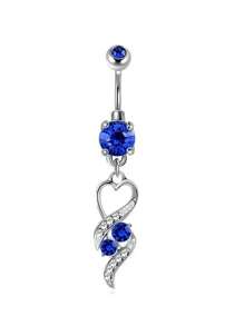 Blue Stainless Steel CZ Heart Dragon Butterfly Navel Belly Button Ring Piercing Jewelry For Women