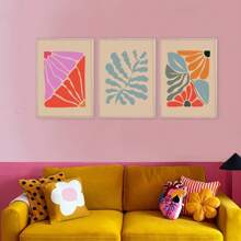 1/6 Impresiones de flores botánicas abstractas y coloridas, arte para pared ecéctico, arte de pared con colores vibrantes retro, impresiones de flores onduladas, arte maximalista, impresiones del mercado de flores vintage, pósteres de colores, decoraciones de pared, con opción de marco, para decoración del hogar