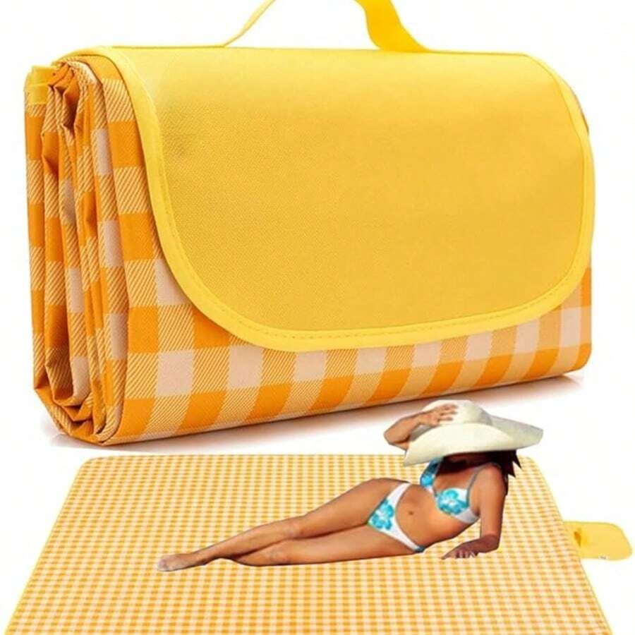 Picnic Mat - Yellow Plaid - View 1