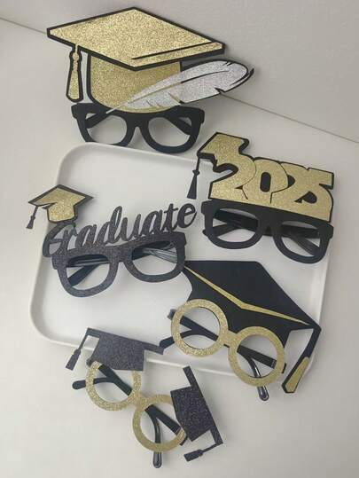 1 件男女通用高端优雅可爱毕业眼镜，适合毕业季，2025 年毕业配饰