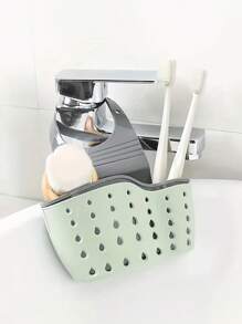 1pc Modern Adjustable Kitchen Sink Organizer - Multifunctional Plastic Hanging Basket With Drainage, Dish Rack, And Storage For Sponges, Fruits & Vegetables, Drying Rack, Sink Drain Rack, Soap Sponge Holder, Kitchen Supplies