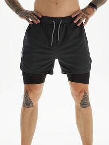 3-Piece Set Mens Running Shorts,2-In-1 Shorts,Workout Running Shorts For Men,7-Inch Gym Yoga Outdoor Sports Shorts - Đen + xám đậm + xám nhạt - Xem 5