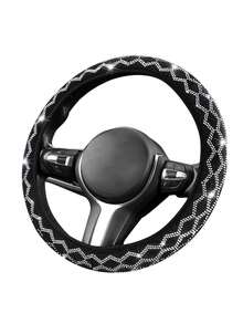 1 件装闪亮水钻方向盘套，带水晶钻石，闪亮汽车方向盘保护套，通用 15 英寸