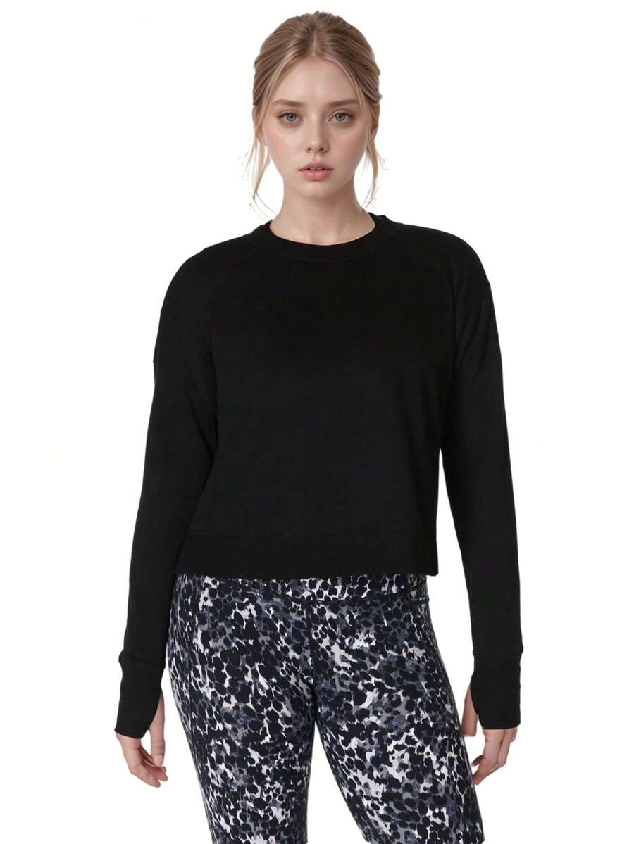 Sweaty Betty After Class Crop Sweatshirt - Black - Black - View 1