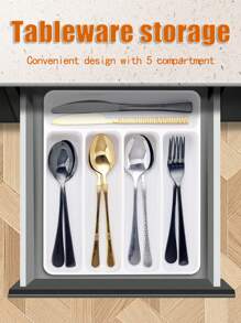 1pc Flatware Organizer Box, Silver Cutlery Tray, Kitchen Drawer Storage Container, Made Of Plastic PP Material, Used For Tabletop, Cabinet, Drawer Storage Of Cutlery, Utensils, Cooking Tools