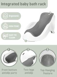 1 件婴儿浴盆支撑婴儿浴椅 - 便携式婴儿浴盆支撑，防滑沐浴垫，适合 0-6 岁，PP 材质，沐浴椅，易于存放