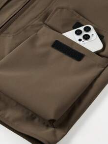 سترة صيفية رجالية عالية الجودة موديل 2025، بتصميم جيوب متعددة بألوان سادة، مناسبة للصيد والأنشطة الخارجية والتنزه، ذات جيوب كبيرة الحجم - قهوة بني - مشاهدة 3