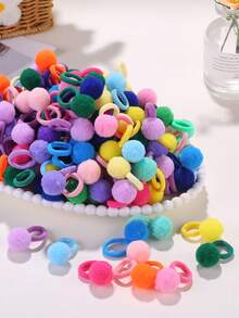 Set de 20 piezas de accesorios de pelo con pompones de colores para niñas, elásticos, duraderos, aptos para todos los estilos para usar a diario - MQFQ001-20 piezas - Ver 7