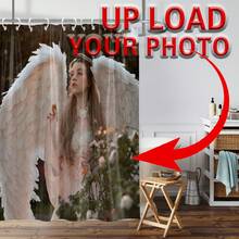 1 pieza Cortina de ducha de franela personalizada, fondo personalizado, cortina de ducha de boda personalizada, imagen personalizada, imagen personalizada, extra gruesa y suave, adecuada para todas las estaciones, imagen de familia y amigos, regalo para decoración de baño de amigos y familiares, decoración de otoño, accesorios de baño, de vuelta a la escuela