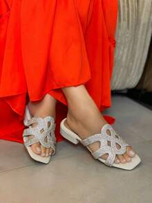 Women's Comfortable Shiny Heeled Clogs New - Beis - Ver 3