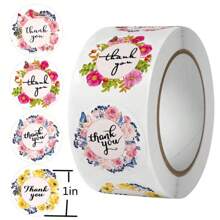 1 Rolo com 500 Peças de Adesivos Redondos de Papel Laminado Agradecimento, Etiquetas Autocolantes para Decorações de Feriados, Adesivos de Embalagem de Artesanato Feito à Mão para o Dia dos Namorados