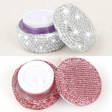 1pc Portable Cosmetic Travel Container With Refillable Cosmetic Jar Container, Inlaid With White Rhinestones, Suitable For Skin Care With Lotion And Cream Leakproof, Suitable For Travel, Drawer, Dressing Table, With Refillable Cosmetic Jar Container, Must-Have Gift For Him/Her During Festivals