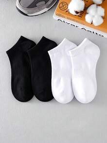 1/5/10 Pairs Men's Sports Socks, White Boat Socks, Moisture-Wicking Breathable, Tennis, Badminton, Running, Basketball, Fall