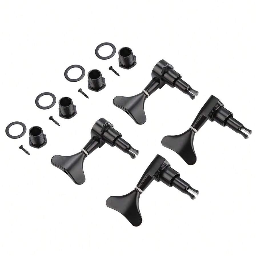 2L2R Fishtail Shaped Button Sealed Bass Guitar Tuning Pegs Machine Heads(Black) - Multicolor - View 1