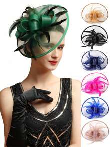 Phụ kiện cài tóc hoa duyên dáng với lông vũ tinh tế, mũ đội đầu bằng polyester cho các buổi tụ họp, phụ kiện đội đầu phong cách cổ điển cho tiệc trà, đạo cụ chụp ảnh, khuyến nghị giặt khô, phụ kiện ngày Valentine. - Nhiều màu - Xem 7