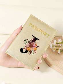 1pc A-Z 26 Letters Fashionable Letter Print Stylish Burgundy Passport Cover, Premium PU Leather Passport Wallet With Multi-Card Pockets For Credit Cards, Boarding Passes, And IDs Graduation - Burgundy - View 73