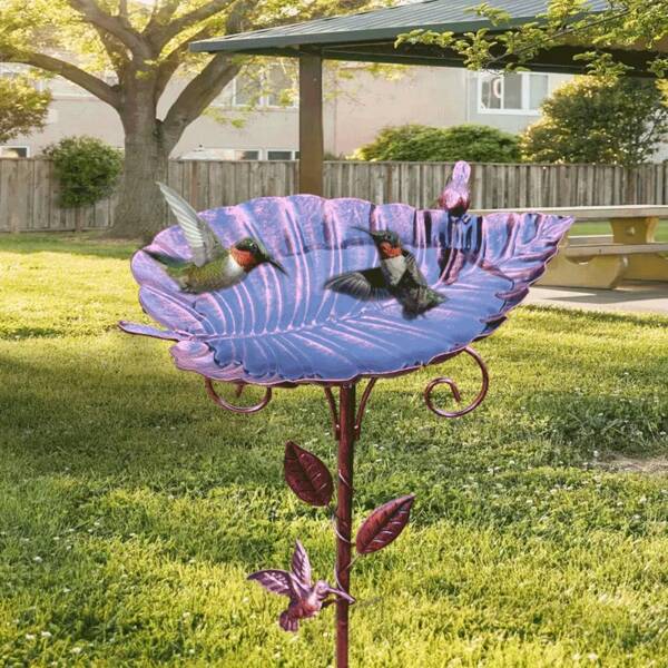 1 Copper Metal Bird Bath, Lotus Metal Bird Bath, With Garden Post, Bird Feeder, Feeder, Bird Bath, Garden Decoration Outdoor Flower Pot.
