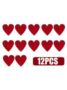6 piezas/12 piezas Pegatinas reflectantes con forma de corazón para automóviles, calcomanías reflectantes que brillan en la oscuridad, adecuadas para motocicletas y vehículos eléctricos - Multicolor - Ver 5