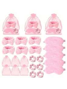 8pcs/4pcs Spa Party Supplies Set, Sleepover Party Favors, Includes 2/1 Bow Headbands, 2/1 Plush Sleep Masks, 2/1 Fluffy Hair Scrunchies, 2/1 Organza Gift Bags, Great For Weddings, Bachelorette Parties, Bridal Shower Gifts, Party Favors - Multicolor - View 1