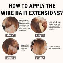 Invisible Wire Extensions 26 Inch Dark Brown #2 Wire Hair Extension Long Hair Piece Dark Hair Clip In Extensions Real Human Hair Wire Brown Fish Line One-Piece Clip Ins Hedge Extensions Transparent Line - S2 - View 11