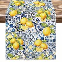 Italian Lemon Summer Table Runners - Party Holiday Kitchen Vanity Decor - Housewarming Gift For Women & Couples