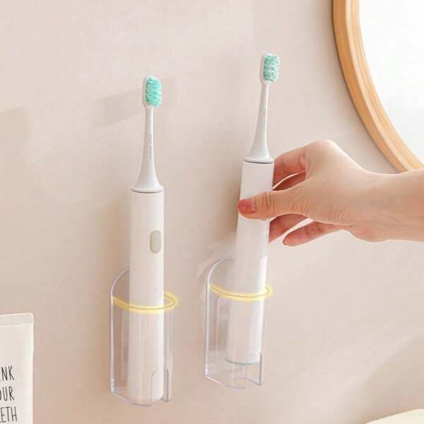 1/2pcs Self-Adhesive Electric Toothbrush Holders, Wall Mounted Bathroom Storage Rack, No Need For Power Supply, Easy To Install, Suitable For Gifts And Decoration