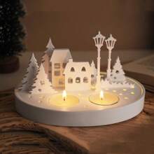 Moldes de silicona para hacer candelabros con forma de casas de árbol y paisaje urbano de yeso, cemento y resina cristal para manualidades - Decoración casera DIY
