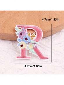 1 pieza, Parche bordado con flores para planchar con letras (A-Z), apliques decorativos para DIY en decoración de ropa, material de tela, calcomanías para ropa