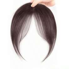 1顶优雅直发刘海合成假发，女士适用 - 耐热纤维材质，配有可调节帽套，打造自然逼真的日常佩戴效果 | 柔顺直发刘海合成发夹发饰