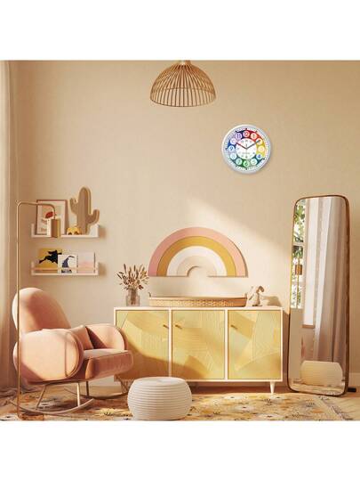 Ful Children's Learning Number Clock, 12 Inch Round Silent Quartz AA Battery Powered Bedroom, Kids Room, Living Classroom (Batteries Not Included) Home view 4