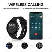 SIMSONLAB Reloj inteligente con pantalla redonda HD de 1.7", múltiples modos deportivos, esfera personalizable, llamadas inalámbricas, pronóstico del tiempo, control de música, adecuado para hombres y mujeres, regalo ideal para Navidad/Acción de Gracias - Multicolor - Ver 5