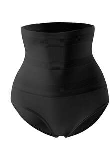 1pc Sports Rubber Slimming Body Shaping Pants, Women High Waist Slimming Belt Body Shaping Pants - Black - View 14