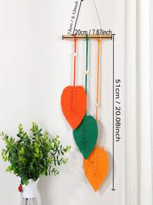 1pc Nordic Style Handwoven Colorful Leaves Hanging Decor, Simple Minimalist Boho Style Wall Tapestry For Bedroom, Living Room, Holiday Home