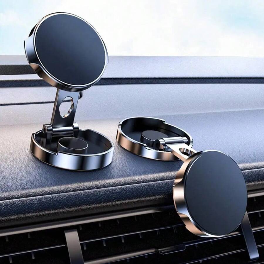 Car Mobile Phone Stand Strong Magnetic Car Holder 720° Foldable Round Bracket Support For Universal Phones Mount Holders In Car - Multicolor - View 1