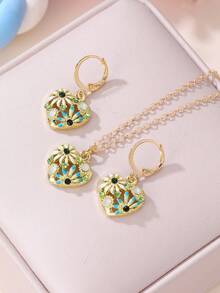 3pcs/Set Girls' Heart And Daisy Flower Necklace & Earrings Jewelry Set - Multicolor - View 8