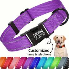 Customizable Reflective Dog Collar With Engraved Metal Buckle - Personalized Nylon Pet Collar, Combining Safety And Fashion - Multicolor - View 11