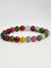 1/4/7pcs Bohemian Colorful Tourmaline Bracelet, Vintage Natural Stone Beads, Soothing Emotion & Energy Balance Yoga Bracelet - Multicolor - View 12