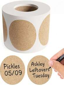 Etiquetas adhesivas redondas de papel kraft marrón, pegatinas DIY personalizadas, decoración de festivales, pegatinas para sellar regalos. 1 rollo de 500 pegatinas de papel kraft marrón natural, etiquetas de papel kraft redondas con adhesivo permanente de 0.98 pulgadas para envases, etiquetas de embalaje de alimentos. Escuela