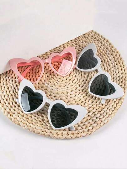 1pc Love Sunglasses, Pink And White, Plastic Party Glasses, Eye Protection, Block UV Rays. Bachelor Party, Theme Party, Party Props Heart-Shaped Glasses, Wedding Gifts